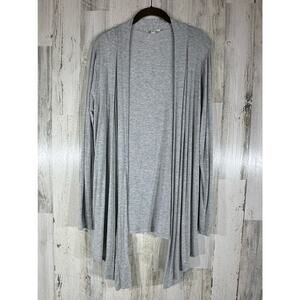 Zenana‎ Outfitters Cardigan Size Large Heathered Gray Open Front Waterfall Soft
